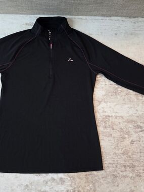 Paradox Black Quarter-Zip Pullover with Purple Accent Stitching